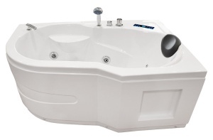 Cada asimetrica cu hidromasaj si aeromasaj MO-0202 – 150 x 100 x 62 cm, Bluetooth, Cromoterapie, Alb - Img 4