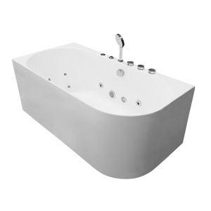 Cada asimetrica de colt cu hidromasaj si cromoterapie MO-18043L montaj stanga – 150 x 75 x59 cm, alb