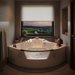 Cada de baie 157x157cm Orino 632BH, Sistem de Hidromasaj Performant si Incalzitor Integrat , Culoare Alb - Img 4