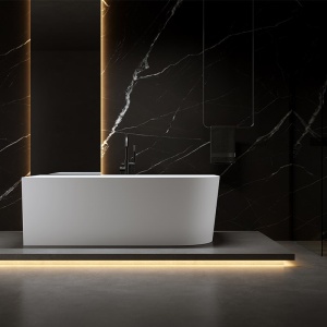 Cada de baie cu montaj colt stanga, Mera 509D alba cu elemente cromate – 170 x 75 cm - Img 2