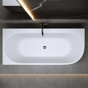 Cada de baie cu montaj colt stanga, Mera 509D alba cu elemente cromate – 170 x 75 cm - Img 12