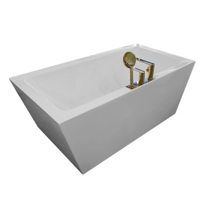 Cada de baie cu montaj la perete MO-1039D cu baterie aurie 152 x 80 x 58 cm - Img 4