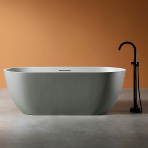 Cadă de baie freestanding cu strat rezistent la abraziune D002GW antracit/alb 170 x 75 x 60 cm - Img 2