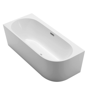 Cada de baie freestanding lipita de perete, montaj stanga MO-1724-160, 160 x 75 x 59 cm, alb lucios - Img 2