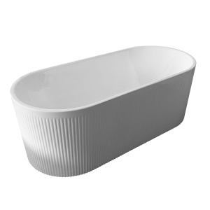 Cada de baie freestanding ovala cu caneluri MO-1020DR, 170 x 80 cm, alb lucios - Img 2