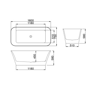 Cada de baie freestanding ovala Viana 511B alb cu ventil aur periat 160 x 75 cm - Img 7