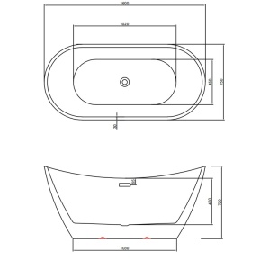 Cada de baie freestanding Rica 513B - 160 x 75 cm, alba cu accesorii auriu periat - Img 8