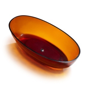 Cada de baie independenta freestanding forma ovală orange transparent 170 x 80 x 58 cm