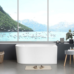 Cada de baie Mera509b Suport 150x75cm/ Partea dreapta, Culoare alb, Deversor Crom - Img 7