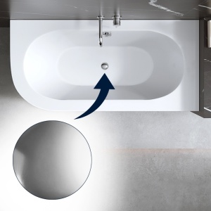 Cada de baie, montaj la perete dreapta cu masca, EBI White Chrome - 150 x 75 cm - Img 6