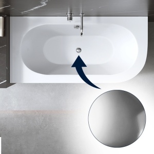 Cada de baie, montaj stanga cu masca, EBI - 150 x 75 cm, acril alb, sifon crom inclus - Img 6