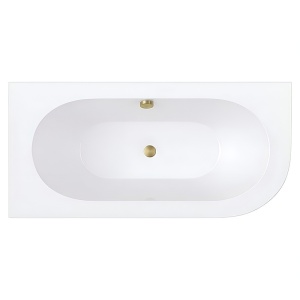 Cada de baie, montaj stanga, EBI 170x75 cm, alba cu ventil si preaplin auriu periat - Img 9