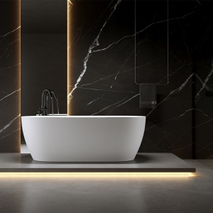 Cada de baie suport 150x75cm Cesana 518A, Culoare Alb , Deversor Cromat - Img 11