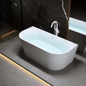 Cada de baie suport CARLO517D, Dimensiune 170x75cm, Design Elegant, Culoare Alb, Deversor Alb - Img 7