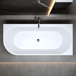 Cada de baie suport RIO 504D, Dimensiuni 140x75cm/Dreapta, Culoare Alb, Deversor Crom - Img 5
