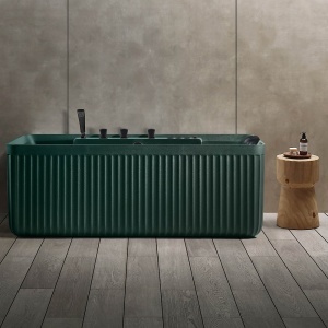 Cada freestanding cu hidromasaj MUE-D005MG Exclusiv, montaj pe perete, verde malachit mat, baterie neagra inclusa – 170 x 75 x 60 cm - Img 3