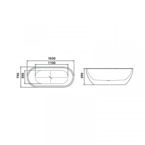 Cada freestanding Florida, Aura P, ovală, culoare alb, dimensiune 160x75cm - Img 2
