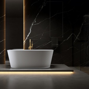 Cada freestanding, montaj la perete Carlo alba cu scurgere aur periat – 170 x 75 cm - Img 15
