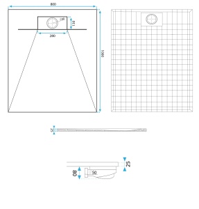 Cadita de dus 80x100 Bazalt CARRARA White - Img 6