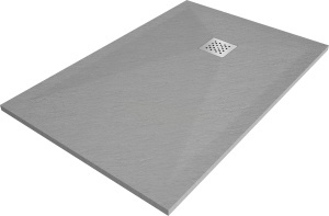 Cadita de dus din compozit, dreptunghiulara PRO 120 x 100 cm, gri-beton