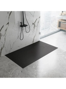 Cadita de dus dreptunghiulara imitatie piatra Magnum Black 100 x 80 cm neagra - Img 6