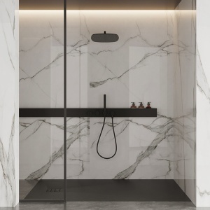 Cadita de dus dreptunghiulara slim imitatie piatra Riko 100 x 70 cm neagra - Img 4