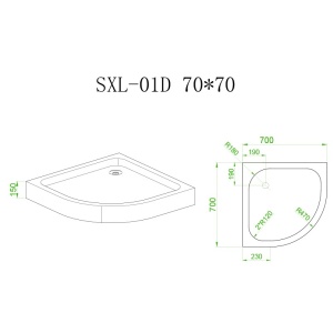 Cadita de dus Inalta SXL01D, Semirotunda 70x70cm, Culoare Alb - Img 7
