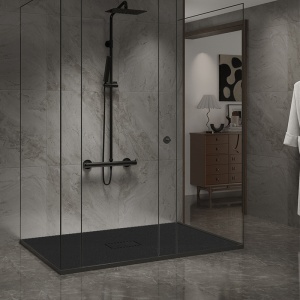 Cadita de dus JUKO Negru 120x100 cm dreptunghiulara, Slim - Img 12