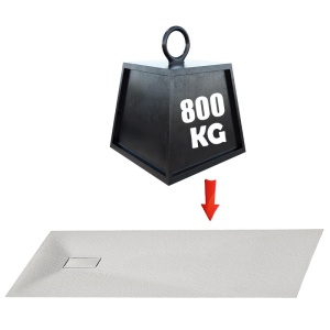 Cadita de dus JUKO Slim Dreptunghiulara, 90x80cm, Structura de piatra, Culoare Alb - Img 8