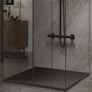 Cadita de dus patrata slim aspect marmura RIKO 80x80 cm neagra - Img 10