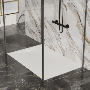 Cadita de dus rectangulara din compozit acrilic slim Riko alba 120x90 cm - Img 2