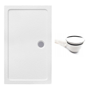 Cadita de dus rectangulara din piatra slim Silk alb 100x90 cm - Img 3
