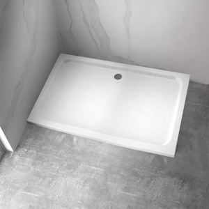 Cadita din dus dreptunghiulara slim finisaj piatra Silk 110 x 80 cm alba - Img 2