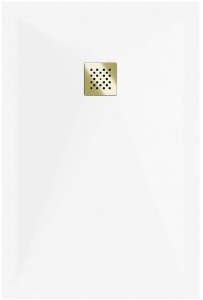 Cadita dus din compozit 120x90 culoare alba cu scurgere auriu - Img 4