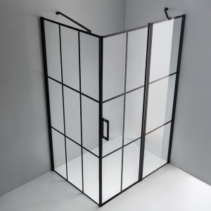 Cadita rectangulara cu rame negre sticla securizata BS03A 100 x 90 cm - Img 9