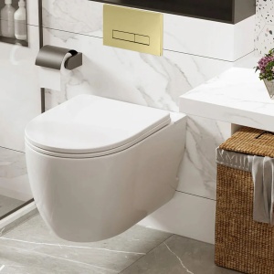 Cadru cu rezervor incastrat pentru WC, Clapeta de actionare inclusa H Light Auriu - Img 10