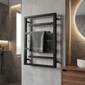 Calorifer portprosop pentru baie Anika 80 x 60 cm, negru mat - Img 10