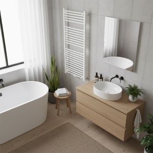 Calorifer portprosop pentru baie Corso 120 x 60 cm, alb lucios - Img 16