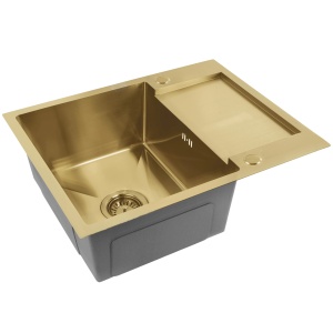Chiuveta bucatarie din inox, aurie, Paul Brush Gold fara baterie - Img 5