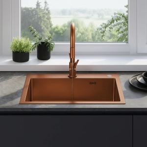 Chiuvetă bucatarie din inox Liam Brush Copper fara baterie - Img 3