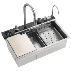 Chiuvetă bucatarie multifuncțională din oțel 10 în 1 REA Alonzo Brush Nickel
