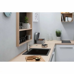 Chiuveta compozit Hansgrohe S51 SilicaTec, Dimensiune 56x51cm, Culoare Negru Grafit - Img 2