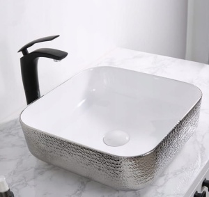 Chiuveta de blat PRO ERA RODO, Dimensiuni 38.5x 38.5x 13.5 cm, Forma Dreptunghiulara, Ceramica sanitara, Fara gaura baterie, Silver - Img 4