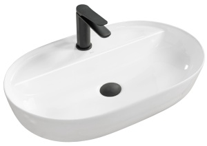 Chiuveta de blat REA AURA, Dimensiuni 60.5cm x 40.5 x 13.5 cm, Ceramica Sanitara, gaura baterie, Alb - Img 1