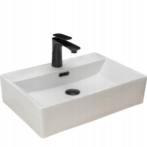 Chiuveta de blat REA BONITA, Dimensiuni 51x 36x 13cm, Forma Dreptunghiulara, Ceramica sanitara, gaura baterie, Alb - Img 1