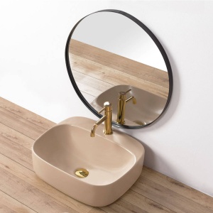 Chiuveta de blat REA LUIZA Beige 50 , Dimensiuni 50 cm x 42.5 x 15.5 cm, Ceramica Sanitara,Gaura baterie, Bej Mat - Img 4