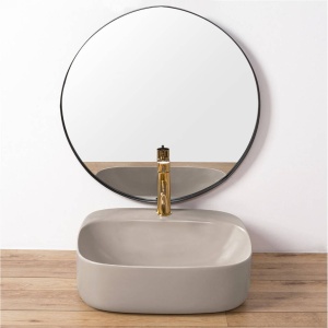 Chiuveta de blat REA LUIZA Grey 50 , Dimensiuni 50 cm x 42.5 x 15.5 cm, Ceramica Sanitara,Gaura baterie, Gri Mat - Img 2