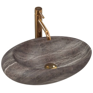 Chiuveta de blat REA ROXY A, Dimensiuni 49 x 31 x 13.5 cm, Forma Ovala, Ceramica sanitara, Maro - Img 1