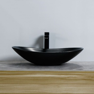 Chiuveta de blat REA ROYAL Black, Dimensiuni 61.5 x 37 x 14.5 cm, Forma Ovala, Ceramica sanitara, Negru Mat - Img 3