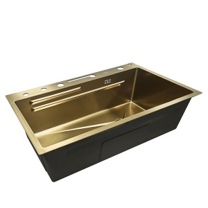 Chiuveta de bucatarie ARGOS multifunctionala, Dimensiune 75X46cm, Culoare Gold Steel, Termostat cu Display LCD - Img 13